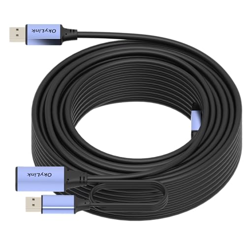 OkyLink Active USB 2.0 Extension Cable A to A, Male to Female 65ft(20M) | 480Mbps Signal booster cord, compatible with printer, mouse, keyboard, scanner, camera - size: 65ft (20m)
