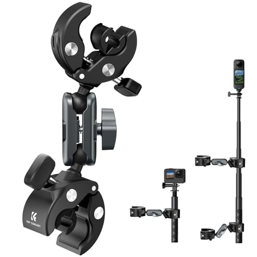 K&F CONCEPT Dual Super Clamp Camera Mount with 360° Ball Head, Bike/Motorcycle Handlebar Mount for Pole, Tripod, Desk, Flag, Umbrella - style: Super Clamp with Dual Clamp