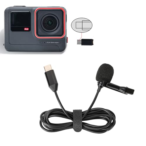 Lavalier Microphone Compatible for Insta360 Ace Pro/360 Ace, Noise Cancelling Microphone Type C Microphone Cable 1.5 m