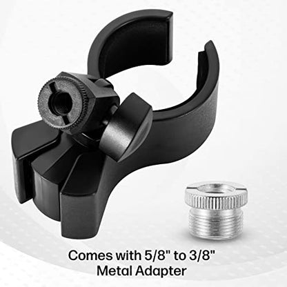BILIONE Large Microphone Clip for Mics with Outer Diameter 1.26" to 2.3" | Adjustable Mic Holder, Premium ABS, Inside sponge to protect microphones, With 5/8" Male to 3/8" Female Screw Adapter - color: black, size: 1 Pack