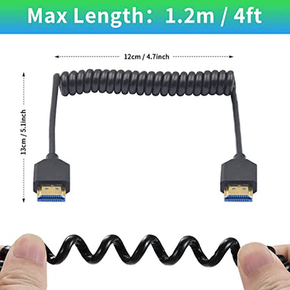 Duttek 8K HDMI Coiled Cable 1 FT-4 FT, 48Gbps Ultra Thin Short HDMI Cable Male to Male Support 8K@60Hz 4K@240Hz HDR eARC VRR, Compatible with Camera, ATOMOS Ninja V, PS5, Xbox, Gimbal Stabilizer - style: 8K Coiled HDMI Cable