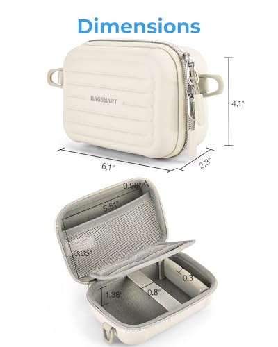 BAGSMART Digital Camera Case, Small Camera Bag with 2 Carrying Ways, Beige | Lightweight Camera Sling Bag for Canon Powershnot ELPH 180/190/Sony DSCW800/DSCW830, Waterproof & Protective - color: Beige