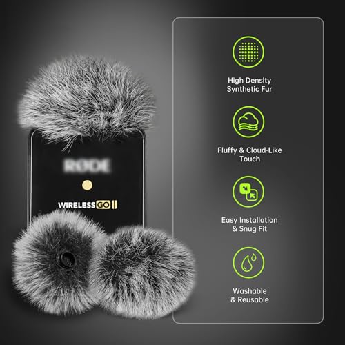 Premium Furry Windscreen Windshield Dead-cat for Rode Wireless Go Microphones (2PCs-Gray, Rode Wireless Go II) - color: 2PCs-Gray, size: Rode Wireless Go II