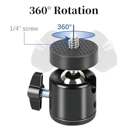 Mini Ball Head (6 Pack) 360 Rotatable Ball Heads Camera Mount Adapter, Compatible with Tripods, Monopods, Trail Cameras