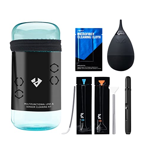 VSGO Professional Camera Cleaning Kit – for Canon, Nikon, Sony, DSLR & Mirrorless Cameras, Includes Lens Cleaning Pen, Air Blower, Sensor Swabs for Full Frame & APS-C, Microfiber Cloth - size: VS-A7E-for Sensor & Lens