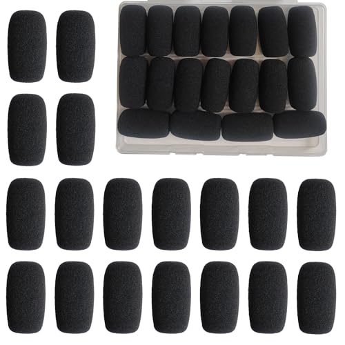 AKSONMN 18 Pack Foam Mic Covers for Wireless Laval.operations Microphones - 1.4" Ball-Type Windscreen for Clear Audio, Fits Podcasting, Vlogging, Interviews - color: BLACK-18 Pack