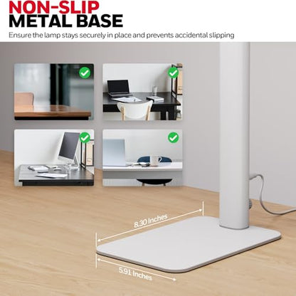Honeywell LED Desk Lamp with Base - HJ1WT Sunturalux Eye-Caring Architect Desk Lamp for Home Office, 1200LM Computer Desk Light 4 Color Modes Stepless Dimming Task Desk Light with Timer Function White - style: White Base