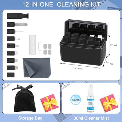Laptop Computer Keyboard Screen Cleaner Kit, 10-in-1 Electronic Earbud Camera Lens Cleaning Brush Pen Tool for Airpod Pro Speaker Watch, Touchscreen Mist Spray for Phone Tablet MacBook PC iPad iPhone