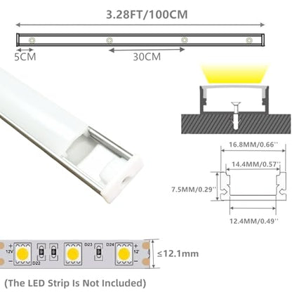 THMOOTHER LED Strip Pre-Drilled U Channel Diffuser 10-Pack 3.28FT,Surface Mounted Tape Light Aluminum Track with Continuous Silicone Cover. Flush Installed Low Profile (Silver, 10X3.3FT) - color: Silver, size: 10X3.3FT