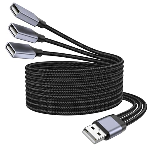 6.6FT USB A Male to 3 Female Cable, USB Splitter Cable for Mac, Xbox, Laptop, Tablet, Smartphone Data Transmission, Card Reader, Keyboard, PS4, PS5, Mouse. ﻿ - size: 6.6FT