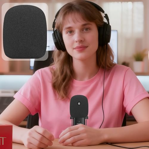 SOULWIT 2Pcs Pop Filter for Elgato Wave:3(Wave3), Protective Mic Cover Windscreen Foam - Black