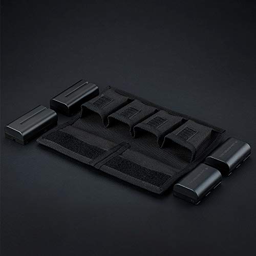 Camera Battery Pouch Holder Case for 4 PCS Sony NP-F550 NP-FW50 NP-FZ100 NP-BX1 Canon LP-E6 LP-E8 LP-E10 LP-E12 LP-E17 Fuji NP-W126 Nikon EN-EL14 EN-EL15 with Zipped Pocket to Store SD TF XQD CF Cards - size: 4 Slot+2 Zippered Pockets