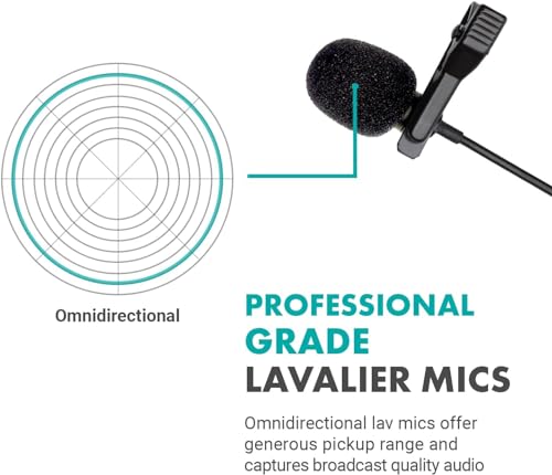 Movo VersaLav-V2 Lavalier Microphone Set for Smartphones, Computer, DSLR or Mirrorless Camera with Two Lapel Microphones, Splitter, Extension Cord, Clip-on Lav Mics for Video, Podcast, Vlog, Interview
