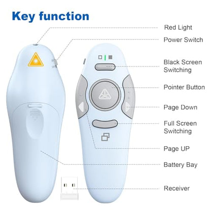 QUI Presentation Clicker Wireless Presenter Remote Clicker for PowerPoint Presentation Remote, PowerPoint Slide Advancer for Mac/Windows/Google Slide/Keynote, Blue, A - color: Blue