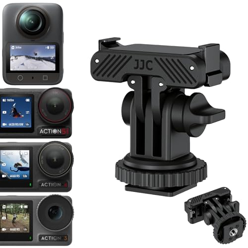 JJC Osmo Action 5 Cold Shoe Adapter Mount for DJI Osmo 360 Action 5 Pro 4 3 Accessories, 180° Angle Adjustable, Detachable Camera Monitor Mount w. 1/4 Screw Hole, Magnetic Quick Release Tripod Adapter - color: Hot Shoe/Cold Shoe Adapter
