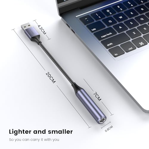MOSWAG USB to 1/4 Jack Audio Adapter, USB to 6.35mm Female Headphone Aux Adapter with External Sound Card Compatible with Laptop, PC, Amplifier, Speaker, 6.35mm Headphone (NOT for Recording and Mic)