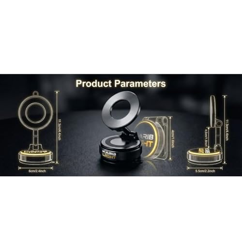 Car Mount, Magnetic Phone Holder with Washable Nano-Gel Suction for Smooth Dashboards and Windshields, 360° Rotating 3-Axis Foldable Mount for iPhone, Samsung and Android
