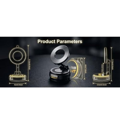 Car Mount, Magnetic Phone Holder with Washable Nano-Gel Suction for Smooth Dashboards and Windshields, 360° Rotating 3-Axis Foldable Mount for iPhone, Samsung and Android