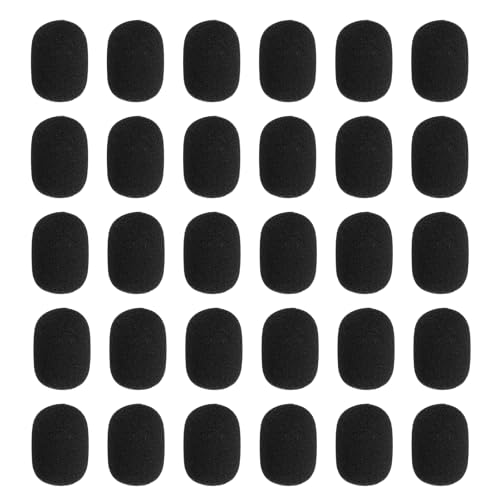 MECCANIXITY 30 Pcs Mini Foam Microphone Windscreen, 22x30mm High Density Black Mic Cover Noise Reduction Foam Covers for Streaming Stage Conference Use - color: Black, size: 22x30mm