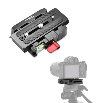 UTEBIT P200 Quick Release Plate, Compatible with Sony A6400 Manfrotto Only | Aluminum Alloy Camera Tripod Base Plate with 1/4" and 3/8" Screw Hole, Black