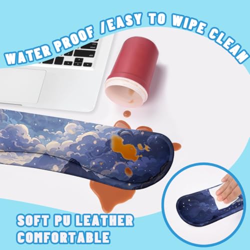 Moonlit Castle Desk Mat Set Dream Night Sky Large Mouse Pad with Wrist Rest 4in1 Desk Mat for Desktop Ergonomic Computer Desk Arm Wrist Anti-Slip Computer Ergonomic Mouse Pad Home Office Gaming - color: Moonlit Castle
