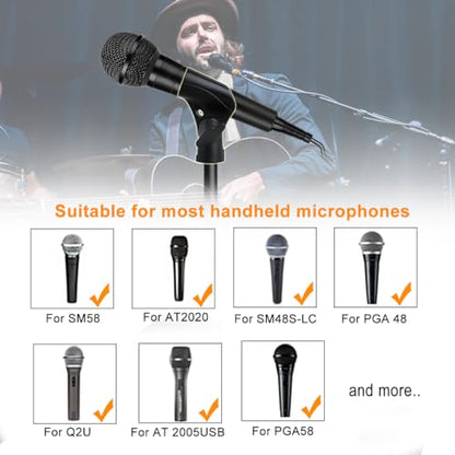 2 Pcs Universal Microphone Clip, Adjustable Mic Clip Holder for Mic Stand, Come with 5/8" Male to 3/8" Female Screw Adapter - size: 2_Pack