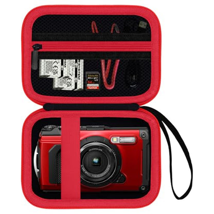 Camera Case for Olympus Tough TG-7 / OM System TG-6 / TG-5 / TG-4 Waterproof Digital Camera - Blackred (CASE ONLY) - color: Blackred