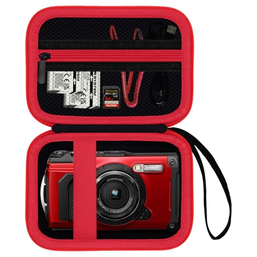 Camera Case for Olympus Tough TG-7 / OM System TG-6 / TG-5 / TG-4 Waterproof Digital Camera - Blackred (CASE ONLY) - color: Blackred