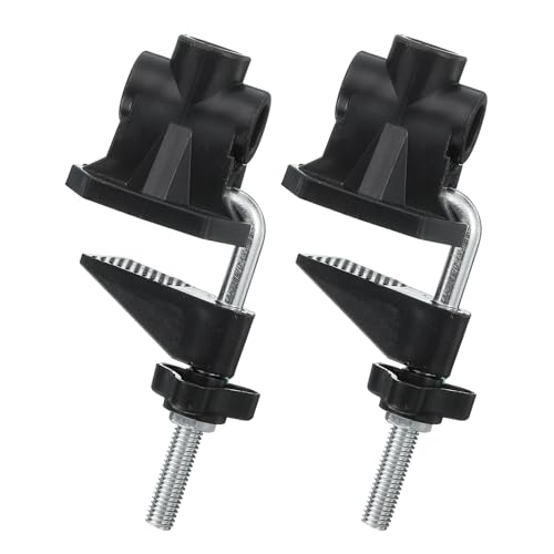 PATIKIL 0.47" Hole Dia. Desk Clamp, 2 Pcs Universal C-Clamp Base with Adjustable Screw for Microphone Mic Arm Table Lamp Mount Holder, Black