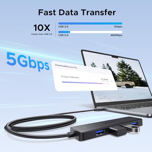 UGREEN USB C Hub, 4 Ports USB A Splitter Ultra-Slim USB Expander for Mouse, Keyboard, Flash Drive, U Disk, Printer Compatible with Laptop, Desktop PC, Xbox, PS5, and More 3.3FT - size: 3.3FT, style: USB-C