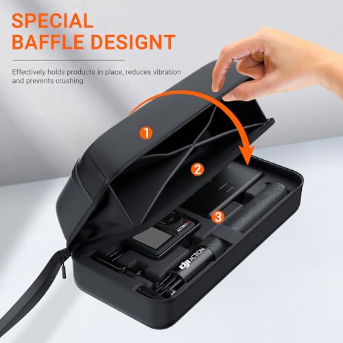 CYNOVA Carrying Bag for DJI Osmo Action 4/5 Pro, PU Storage Protective Bag for DJI Osmo Action 4/5 Pro Adventure Combo Accessories, Protective PU Storage Accessories