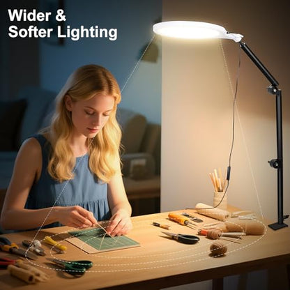 Ring Light for Streaming, 10'' Full Screen LED Ring Light for Desk with 360° Adjustable Arm, Video Conference Lighting for Zoom Meetings, Live Streaming, Podcast, Content Creator, TikTok, YouTube - size: 10" ring light