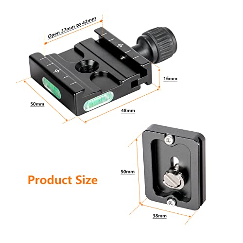 Koolehaoda 50mm Quick Release Plate & Clamp Set - Aluminum, Arca Swiss | QR Plate Adapter with Clamp, Arca-Swiss Standard Compatible, for DSLR Camera Tripod Ball Head Monopod Gimbal Stabilizer - color: KQ-50 QR pale