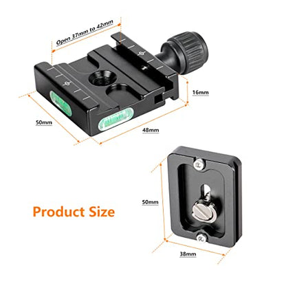 Koolehaoda 50mm Quick Release Plate & Clamp Set - Aluminum, Arca Swiss | QR Plate Adapter with Clamp, Arca-Swiss Standard Compatible, for DSLR Camera Tripod Ball Head Monopod Gimbal Stabilizer - color: KQ-50 QR pale