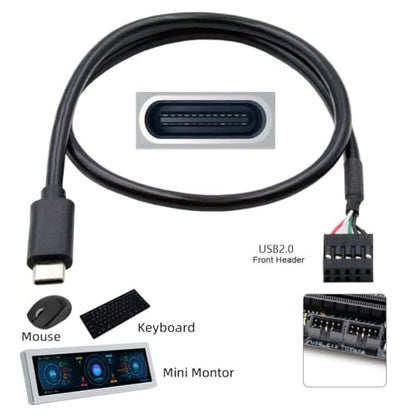 chenyang USB 2.0 Front Panel Header 9/10Pin to USB C Male Mainboard Header Port Data Extension Cable Adapter 0.5M - style: USB Type-C