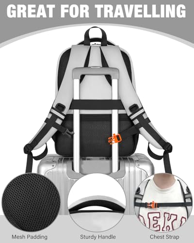PEKREWS Mini 4 Pro Case, Mini 3/4 Pro Waterproof Hard Carrying Case, Large Drone Bag Fits 15.6 Inch Laptop, Travel Backpack for DJI RC 2/RC/N3/N2/N1 Controller, Fly More Combo and Drone Accessories - color: Silver Grey