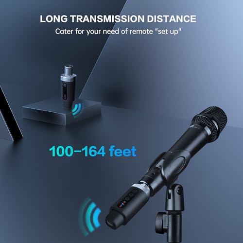 EBJ Wireless Microphone Transmitter Receiver 2.4Ghz, XLR Microphone Wireless System, Rechargeable Wireless Mic Adapter for Audio Mixer, Dynamic Mic, PA Speaker,electric guitar (M-04)