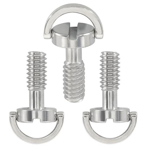 Piutouyar 1/4"-20 Thread Stainless Steel D Ring Screw, D Shaft Quick Release Plate Mounting Screw Camera Fixing Screws