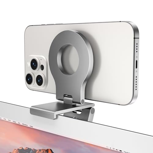 Itramax Continuity Camera Mount for Desktop Monitor,Magnetic Phone Holder for Webcam Compatible with iPhone 17 16 15 13 14 12,MagSafe,iOS 16 iMac & MacBook macOS 13 Ventura,Studio Display,TV,Silver - color: Standard-Silver