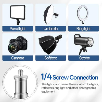 WELLMAKING Stainless Steel Photography Studio Light Stand 12.5ft/380cm.Spring Cushioned Heavy Duty Tripod Stand, 1/4” Screw Adapter & tilt Swivel Mount, for Strobe, Video Light, Ring Light,Softbox - size: 12.5ft