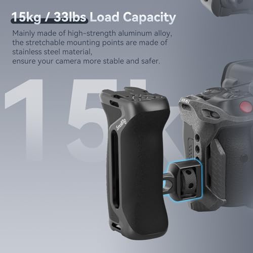 SmallRig Side Handle with (1/4" & 3/8") Two-in-One Locating Screw, Stretchable Mounting Point, Ergonomic Handgrip with 36mm Up/Down Adjustable, Left/Right Hand Universal - style: Two-in-One Side Handle
