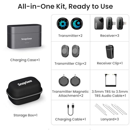 M2 Magnetic Wireless Microphone for iPhone/Camera/Android, Ultralight 9.5g, 984ft Range, 48kHz/24bit, Noise Cancellation, 48H Battery for Video Recording, Streaming - style: M2