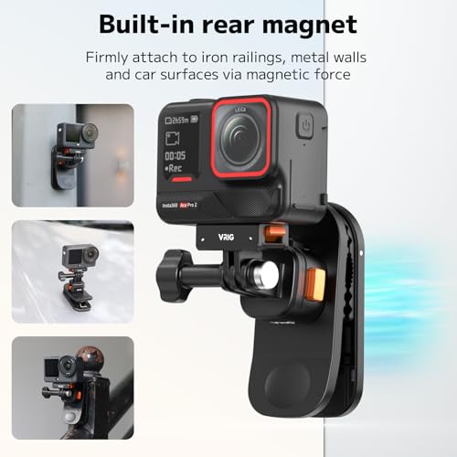 VRIG Backpack Strap Mount for Action Camera, 360 Backpack Shoulder Clamp Mount with Quick-Release Adapter for Go Pro Hero 13 12 Black, DJI Action 6/5 Pro, Insta 360 Ace Pro 2 (AC-97 Quick-Release) - size: AC-97 Quick-release
