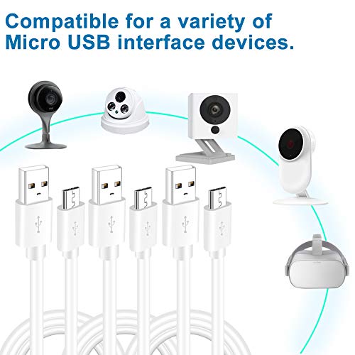 SIOCEN 10FT 3Pack USB Power Extension Cable Cord for WyzeCam,Yi Camera,Oculus Go,Echo Dot Kid Edition,Nest Cam,Kasa Cam,Netvue,Arlo Pro Q,Blink,Furbo Dog, USB Charging Cord for Home Security Camera