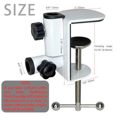 Desk C-Clamps with 2 Pieces 1/2" Thread Hole, 2 Pack Adjustable Metal Clamps on Table Stand, White Desk Light Clamp Holder for Swing Arm Magnifying Desk Lamp Microphone Camera - color: White