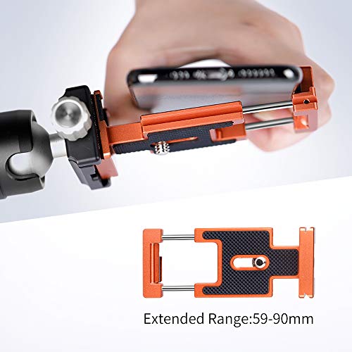 K&F CONCEPT Aluminum Alloy Quick Release Plate with 1/4 Inch Screw for Camera, Cage, Cellphone etc (Orange) - color: Mobile Phone Clip + Quick Release Plate