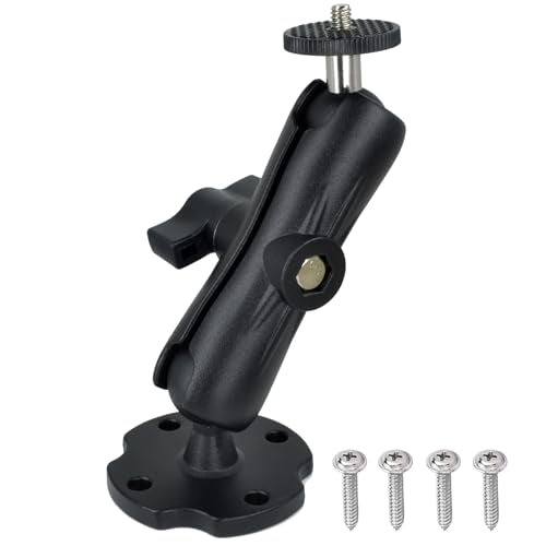 VAUBORTTI Heavy-Duty Camera Wall/Desktop Mount with 1/4"-20 Thread, Aluminum Alloy Arm, Dual Ball Heads, 1-Inch TPU Ball, Free Rotation,Compatible with DSLR, CCTV, RAM B System
