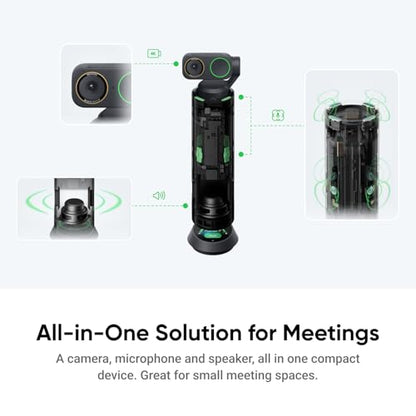 Insta360 WaveLink Pro - 4K Conference Room Speakerphone and Camera, Speaker Tracking, 5m 360° Voice Pickup, Noise Reduction, AI Transcription and Summaries, Plug & Play, Works with Zoom, Teams