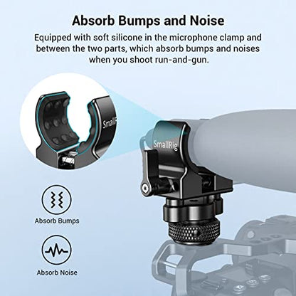 SmallRig Shotgun Microphone Holder (Cold Shoe), Built-in Soft Silicone, Bumps and Noises Absorption BSM2352