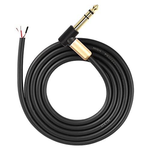 XMSJSIY 6.35mm TRS Pigtail Cable 1/4 inch Stereo Male Plug to Bare Wire Adapter Connector Open End Audio Cable Right Angle 3- Pole Speaker Amplifier Microphone Cable Replacement (2M/6.5FT) - style: 2M/6.5FT